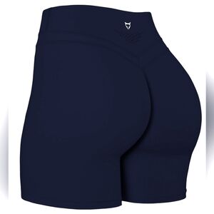 Blue Bike Shorts with Classic Cut and Structured Fabric